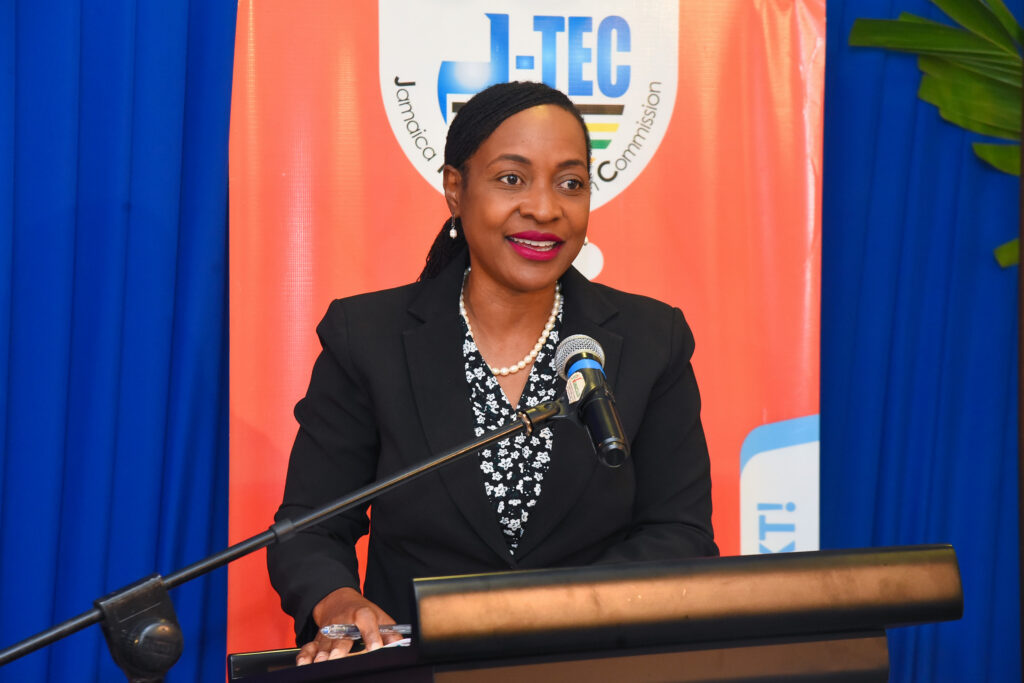 Minister of State in the Ministry of Education and Youth, Hon. Marsha Smith, delivers the keynote address during a ceremony for the presentation of certificates of registration to tertiary institutions, held on Wednesday (November 29) at the Courtleigh Hotel in New Kingston.